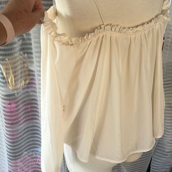 NWT Leith Nordstrom Off The Shoulder Long Sleeve Flowy Ivory Top Small - Picture 8 of 11